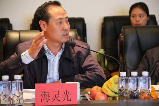 海南省內(nèi)蒙古商會會長、內(nèi)蒙古農(nóng)牧業(yè)產(chǎn)業(yè)化龍頭企業(yè)協(xié)會海南辦事處主任海靈光介紹對接情況.JPG